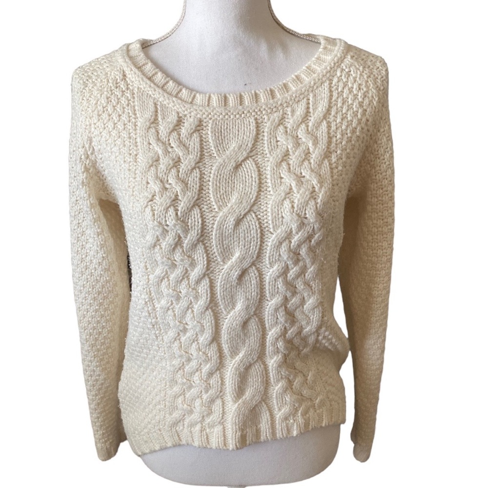 a.n.a | Womens Cream Chunky Cable knit Acrylic Sweater Size Small